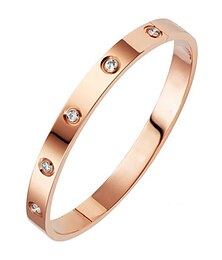 cheap -Women's Bracelet Ladies' Classic Stainless Steel Cubic Zircon Inlay Gold Silver Rose Gold 1 Piece Bracelet  for Party Daily Gifts