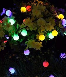 economico -luce solare esterna della stringa luci solari della stringa principale lampadina opaca caldo bianco colorato bianco 8 modalità esterna impermeabile 7m luci fiabesche 50leds luci di decorazione