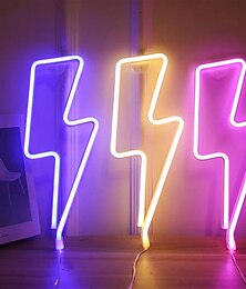 abordables -Enseigne au néon led forme de foudre veilleuse noël halloween fête décoration cadeau usb ou décoration murale à piles