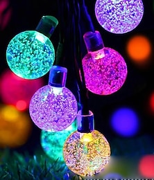 cheap -Outdoor Solar LED String Light 7M 50LEDs Bubble Ball Solar Outdoor Waterproof String Lights Warm White Colorful White Fairy Lights String Christmas Wedding Party Garden Holiday Decoration Lights 1Set