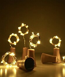 billige -solenergi vinflaske lyssnor utendørs bryllup dekorasjon 2m 20led fe lys med kork vanntett julelys kobber krans terrasse hage lys 10 stk 6 stk 2 stk