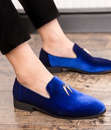 billiga -herrklänning loafers & slip-ons skor plus size business brittisk fest & kväll sammetsskor svart röd kungsblå sommar vår