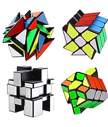 abordables -Ensemble de 4 cubes qiyi - inclus 3x3 cube puzzle angle de fluctuation - 2x3 cube puzzle roue - 3x3 cube puzzle miroir 6 couleurs - 3x3 cube puzzle roi carré