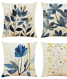 olcso -4db növényi díszpárna huzat arany kék kékeszöld puha dekoratív párnahuzat hálószoba párnahuzat kiváló minőségű gépben mosható párna nappali kanapéhoz kanapé ágy szék