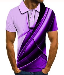 preiswerte -Herren Poloshirt Tennishemd Golfhemd Grafik-Drucke Linear Kragen Gelb Hellgrün Blau Purpur 3D-Druck Strasse Casual Kurzarm Button-Down Bekleidung Modisch Cool Brautkleider schlicht