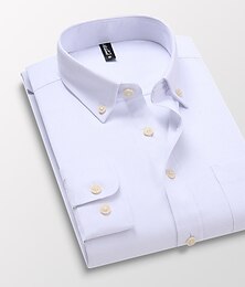cheap -Men's Dress Shirt Button Down Shirt Collared Shirt Light Pink White Royal Blue Long Sleeve Plain Spring &  Fall Wedding Work Clothing Apparel