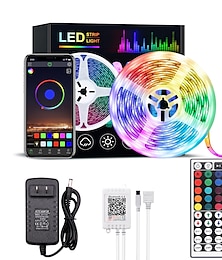 Недорогие -светодиодная лента rgb bluetooth smart app control 5 м 10 м 15 м 20 м 5050smd музыка синхронизация изменение цвета спальня домашнее ТВ подсветка вечеринка украшение