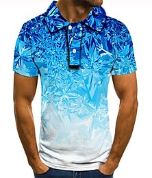 preiswerte -Herren Poloshirt Tennishemd Golfhemd Grafik-Drucke Schneeflocke Kragen Blau 3D-Druck Strasse Casual Kurzarm Button-Down Bekleidung Modisch Cool Brautkleider schlicht