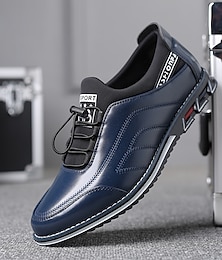 ieftine -Bărbați Oxfords Pantofi de confort Plimbare Afacere Casual Zilnic Birou și carieră PU Bandă elastică Negru Albastru Portocaliu Primăvară Toamnă