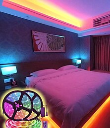 abordables -lumières de bande menées imperméables 2x5m rgb tiktok lumières 5050 smd ensembles de lumière de 10mm 300 leds avec contrôleur ir 44 touches alimentation 50w 12v 4a kit de bande de lumière douce
