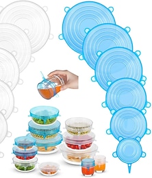זול -מכסי מתיחה סיליקון 2 צבע 24 חבילות אפס פסולת לשימוש חוזר מכסה מיכל סיליקון לכיסוי שאריות מזון ופירות או קערת כלבי ים 6 12 חבילות