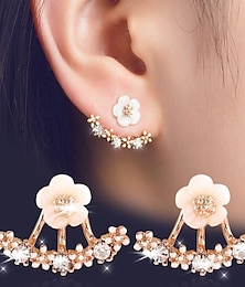 abordables -Boucles d'oreilles marguerite femme fleur de cristal arrière bijoux d'oreille suspendus boucles d'oreilles douces pour les cadeaux d'anniversaire quotidiens