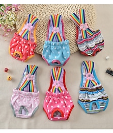abordables -arc-en-ciel confortable femelle chien de compagnie coton pantalon physiologique hygiénique couches de sous-vêtements pour chiots (rose vif, s)