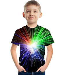 economico -Da ragazzo 3D Pop art Color Block 3D Print maglietta T-shirt Manica corta Stampa 3D Estate Attivo Sportivo Streetwear Poliestere Rayon Bambino 3-12 anni