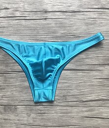 abordables -Slip de base pour hommes sous-vêtement extensible taille basse sexy demi hanches slip de bikini 1 pc bleu noir s