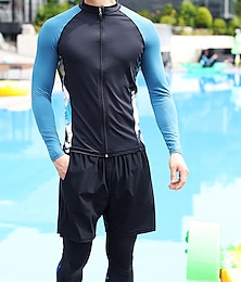 abordables -Hombre Traje de baño Anti UV Protección solar UV UPF50+ Transpirable Manga Larga Trajes de buceo Traje de baño 3 Piezas Cremallera delantera Natación Buceo Surf Deportes acuáticos Flores Primavera