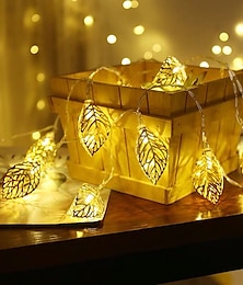 billige -elegant bryllupsfestmottak gullbladkranslys – 1,5m 10leds &amp; 3m 20leds batteridrevne eventyrlys for feriehage &amp; stueinnredning