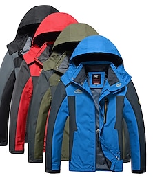 abordables -Homme Veste de Randonnée Imperméable Veste coupe vent Eté Extérieur Couleur unie Chaud Coupe Vent Poids Léger Respirable Veste Sweat à capuche Sommet Camping / Randonnée Chasse Ski Noir / Rouge Bleu