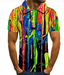 preiswerte -Herren Poloshirt Tennishemd Golfhemd Farbverlauf Grafik-Drucke Kragen Regenbogen 3D-Druck Strasse Casual Kurzarm Button-Down Bekleidung Modisch Cool Brautkleider schlicht