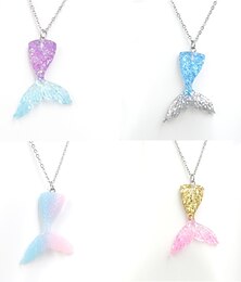 economico -1pcs bambini / ragazze del bambino attivo / dolce vacanza blu blocco di colore tema delle fiabe collana in poliestere blu / viola / oro taglia unica in costume da bagno a sirena