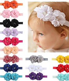 cheap -Kids / Toddler Girls' Fashion Baby Headband Two Hand-Stitched Chiffon Rhinestone Floral Headband Children's Flower Headband Hair Accessories