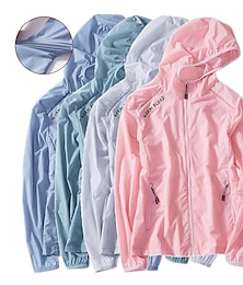 preiswerte -Wasserdichte Damen-Wanderjacke UPF 50+ UV-Sonnenschutz Reißverschluss Kapuzenpullover Langarm Angeln Laufen Wanderjacke Windjacke Sommer Outdoor Winddicht Ultraleicht (ul) Jacke Oberteil