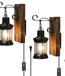 economico -lightinthebox applique da parete a led vintage retrò in legno metallo dipinto lampada da parete a colori applique apparecchio di illuminazione con cavo da 6 piedi e interruttore on/off spina ue/us