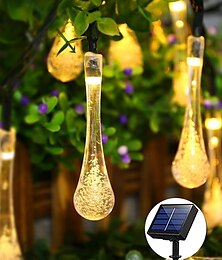 abordables -guirlande solaire extérieure lumière extérieure étanche goutte d'eau solaire guirlande lumineuse 7m 50leds lampe décorative mariage de noël jardin extérieur patio décoration de pelouse led lumière de