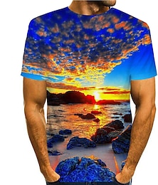 preiswerte -Herren Hemd T Shirt Tee Grafik-Drucke Strand Rundhalsausschnitt Blau 3D-Druck Täglich Festtage Kurzarm Bedruckt Bekleidung Designer Brautkleider schlicht Groß und hoch