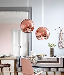 abordables -luz colgante led diseño de globo de oro rosa luz de isla de cocina 15cm 20cm 25cm diseño único metal galvanizado moderno comedor sala de estar 110-120v 220-240v