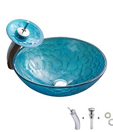 זול -כיור אמבטיה / ברז אמבטיה / טבעת הרכבה לאמבטיה כיור כיור - כיור כלי עגול זכוכית מחוסמת