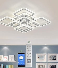 abordables -plafonnier led carré chrome plafonnier bulle acrylique moderne dimmable encastré led avec télécommande pour salon chambre salle à manger ac110v ac220v