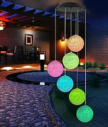 voordelige -outdoor zonne-verlichting waterdicht kleurrijke led bal licht outdoor opknoping lamp balkon tuin patio kamer decoratie windgong licht ip65 led solar tuin licht