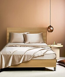 abordables -Ensembles de draps en satin 4 pièces draps de lit soyeux de luxe d'hôtel draps de satin doux de qualité supérieure rides&amp; Parure de lit résistante à la décoloration, comprenant 1 drap-housse à