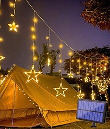 abordables -Guirlande lumineuse LED solaire d'extérieur, rideau lumineux étanche, 3,5 m, décoration féerique, éclairage d'ambiance étoilé pour mariage, jardin, terrasse, cour, décoration, lampe colorée avec télécommande