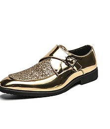 cheap -Men's Oxfords Formal Shoes Brogue Monk Shoes Walking Business Casual Daily Party & Evening PU Loafer Black Gold Color Block Summer Spring