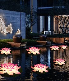 cheap -Solar Lights Outdoor Waterproof LED Lotus Pond Lamp Colorful Color Changing Swimming Pool Landscape Garden Decorative Light