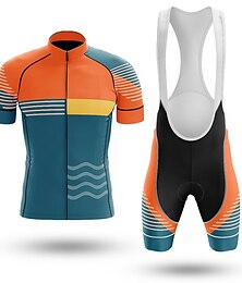 halpa -Miesten Pyöräily jersey ja haalarishortsit Lyhythihainen Maastopyöräily Maantiepyöräily Oranssi Pyörä Liikunta-asut 3D alusta Hengittävä Nopea kuivuminen Takatasku Polyesteri Spandex Urheilu Linjat
