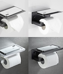 Недорогие -держатель для туалетной бумаги с настенной полкой, алюминиевый держатель рулона туалетной бумаги, рулон ткани с отделением для мобильного телефона
