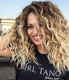 billige -ombre blonde parykker for kvinner kort kroppsbølge syntetisk hår parykker for kvinner mørke røtter ombre blonde kostyme festparykker