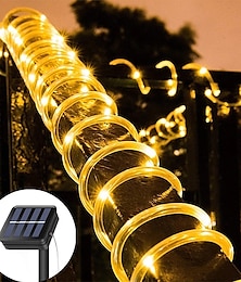 economico -luci della stringa solare esterna 12m 7m alimentata solare ip65 luci della stringa del tubo della corda illuminazione esterna luci flessibili fiabesche impermeabili 50/100 led per il giardino