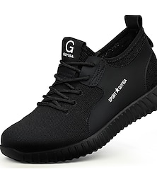cheap -Men's Sneakers Steel Toe Shoes Safety Shoes Sporty Classic Chinoiserie Office & Career Tissage Volant Breathable Non-slipping Wear Proof Booties / Ankle Boots Lace-up Black Summer Spring