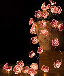 ieftine -șir de lumină led 2/3/4m led floare de piersic zână șir lumini funcționate cu baterie 20/30/40leds Crăciun în aer liber formă de floare grădină nuntă decorativă șir lampă