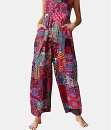 cheap -healter jumpsuit women dungarees loose long Trug Life sleeveless rompers baggy summer trousers patchwork vintage printed playsuits suspender rompers with pockets