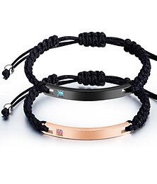 abordables -Bracelet tressé couple en acier au titane de marque courbe simple, personnalité japonaise et coréenne, les bijoux brillants pour hommes et femmes peuvent être gravés