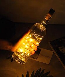 זול -2 m 20 נוריות שמש מופעל בקבוק יין בצורת פקק חוט נחושת מחרוזת אור אורות זר זר פסטיבל פיות חיצוני אור 1 pc