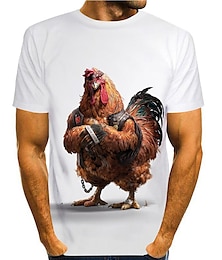 cheap -Men's T shirt Tee Funny T Shirts Animal Graphic Prints Chicken Round Neck A B C D F 3D Print Daily Holiday Short Sleeve Print Clothing Apparel Cute Designer Cartoon Casual