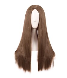economico -parrucche marroni per donne parrucca costume cosplay parrucca sintetica parrucca dritta asimmetrica lunga castano chiaro scuro #1b biondo rosso capelli sintetici parrucca carnevale 28 pollici