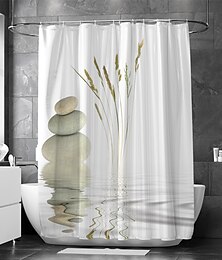 cheap -Shower Curtain With Hooks Suitable For Separate Wet And Dry Zone Divide Bathroom Shower Curtain Waterproof Oil-proof Modern and Classic Theme and Landscape