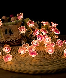 billiga -led ljusslinga 2/3/4m led persika blomma fairy lampor batteridriven 20/30/40 lysdioder jul utomhus blomma form trädgård bröllop dekorativ snöre lampa